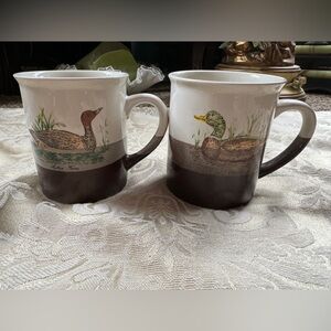 Vintage Set of 2 Duck Coffee Cups